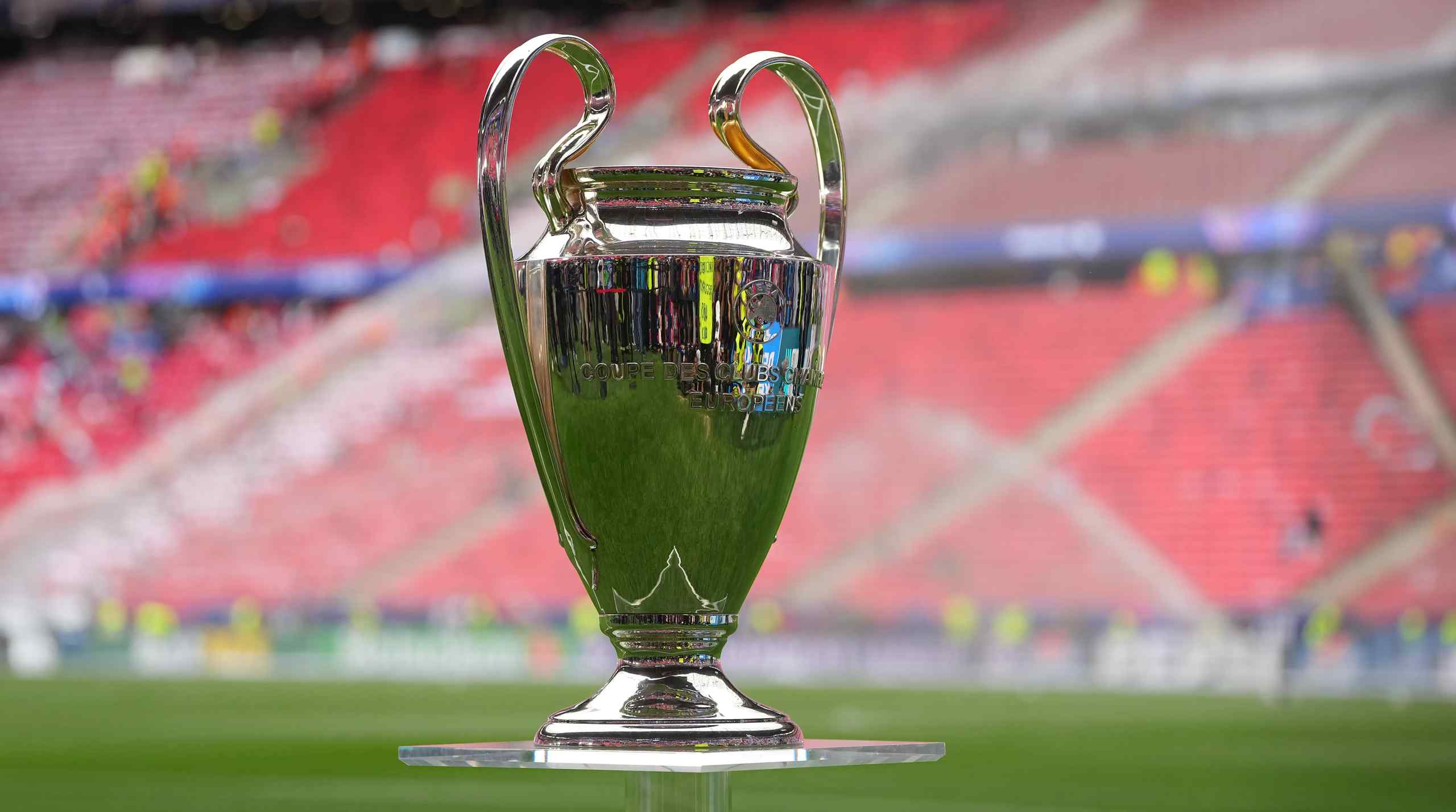 The European Champion Clubs' Cup placed on a pitch.